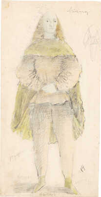 Тышлер Александр Григорьевич. Эскиз костюма герцога Кларенса к исторической пьесе У. Шекспира «Ричард III» (на оборотной стороне тушевой набросок)